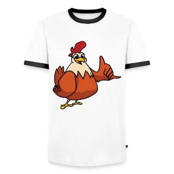 Yes I Am A Chicken Dad - Men's Ringer Shirt - white/black - Front - AI Model Female 172 light (172cm) & AI Model Male 178 dark (178cm)
