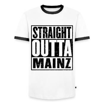 Tout droit sorti de Mayence - T-shirt contrasté Homme - blanc/noir - Devant - AI Model Female 172 light (172cm) & AI Model Male 178 dark (178cm)