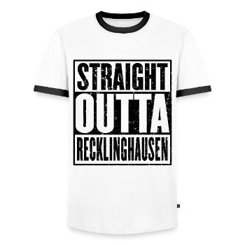 Gerade Outta Recklinghausen - Männer Kontrast-T-Shirt - Weiß/Schwarz - Vorne - AI Model Female 172 light (172cm) & AI Model Male 178 dark (178cm)