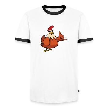 J’aime beaucoup les poulets - T-shirt contrasté Homme - blanc/noir - Devant - AI Model Female 172 light (172cm) & AI Model Male 178 dark (178cm)