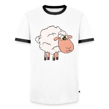Only A Boy Who Loves Sheep - Men's Ringer Shirt - white/black - Front - AI Model Female 172 light (172cm) & AI Model Male 178 dark (178cm)