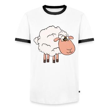 Of course I'm right, I have a sheep - Men's Ringer Shirt - white/black - Front - AI Model Female 172 light (172cm) & AI Model Male 178 dark (178cm)