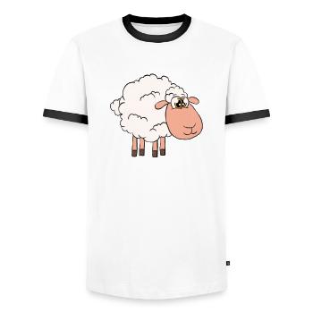 Sorry, I have plans with my sheep - Men's Ringer Shirt - white/black - Front - AI Model Female 172 light (172cm) & AI Model Male 178 dark (178cm)