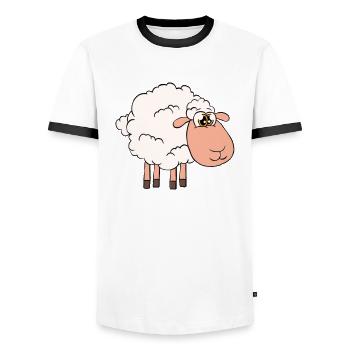 This is my sheep costume - Men's Ringer Shirt - white/black - Front - AI Model Female 172 light (172cm) & AI Model Male 178 dark (178cm)