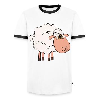 This girl loves sheep - Men's Ringer Shirt - white/black - Front - AI Model Female 172 light (172cm) & AI Model Male 178 dark (178cm)