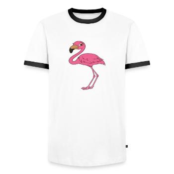 Funny flamingo graphics - Men's Ringer Shirt - white/black - Front - AI Model Female 172 light (172cm) & AI Model Male 178 dark (178cm)