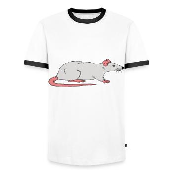 Mon rat est mon préféré - T-shirt contrasté Homme - blanc/noir - Devant - AI Model Female 172 light (172cm) & AI Model Male 178 dark (178cm)