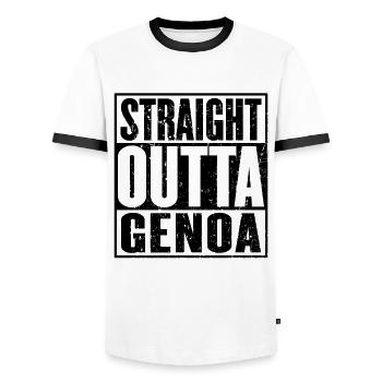 Straight Outta Genoa - Men's Ringer Shirt - white/black - Front - AI Model Female 172 light (172cm) & AI Model Male 178 dark (178cm)