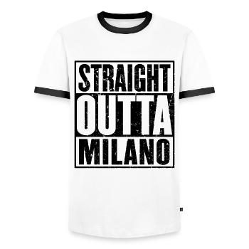 Straight Outta Milano - T-shirt contrasté Homme - blanc/noir - Devant - AI Model Female 172 light (172cm) & AI Model Male 178 dark (178cm)