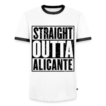 Gerade Outta Alicante - Männer Kontrast-T-Shirt - Weiß/Schwarz - Vorne - AI Model Female 172 light (172cm) & AI Model Male 178 dark (178cm)