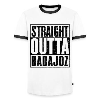 Gerade Outta Badajoz - Männer Kontrast-T-Shirt - Weiß/Schwarz - Vorne - AI Model Female 172 light (172cm) & AI Model Male 178 dark (178cm)
