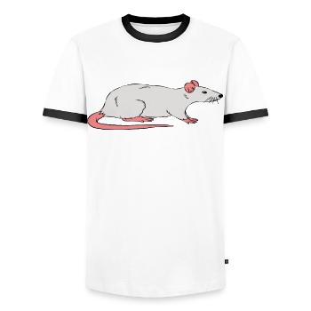 Man Braucht Nicht Immer Einen Plan, Nur Eine Ratte - Männer Kontrast-T-Shirt - Weiß/Schwarz - Vorne - AI Model Female 172 light (172cm) & AI Model Male 178 dark (178cm)