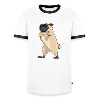 I Just Freaking Like Pugs - Men's Ringer Shirt - white/black - Front - AI Model Female 172 light (172cm) & AI Model Male 178 dark (178cm)