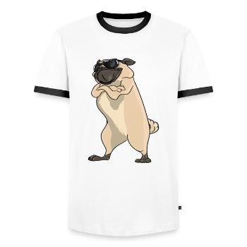 I Only Care About Pugs - Men's Ringer Shirt - white/black - Front - AI Model Female 172 light (172cm) & AI Model Male 178 dark (178cm)
