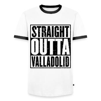 Droite Outta Valladolid - T-shirt contrasté Homme - blanc/noir - Devant - AI Model Female 172 light (172cm) & AI Model Male 178 dark (178cm)