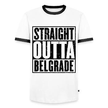 Straight Outta Belgrade Vintage - T-shirt contrasté Homme - blanc/noir - Devant - AI Model Female 172 light (172cm) & AI Model Male 178 dark (178cm)