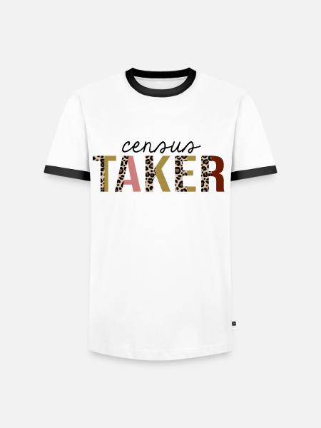Census Taker Leopard Print Funny - Men's Ringer Shirt - white/black