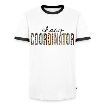 Chaos Coordinateur Leopard Print Drôle - T-shirt contrasté Homme - blanc/noir - Devant - AI Model Female 172 light (172cm) & AI Model Male 178 dark (178cm)