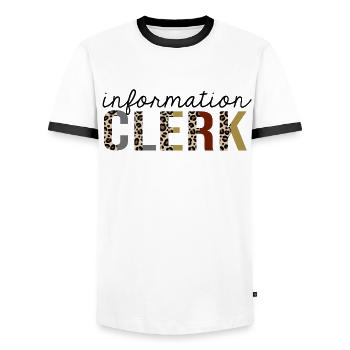 Commis à l’information Leopard Print Funny - T-shirt contrasté Homme - blanc/noir - Devant - AI Model Female 172 light (172cm) & AI Model Male 178 dark (178cm)