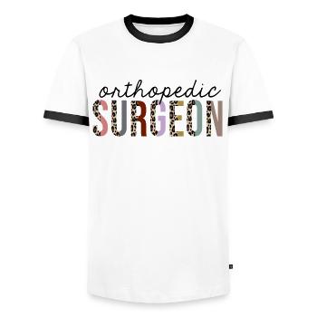 Orthopädischer Chirurg Leopardenprint lustig - Männer Kontrast-T-Shirt - Weiß/Schwarz - Vorne - AI Model Female 172 light (172cm) & AI Model Male 178 dark (178cm)