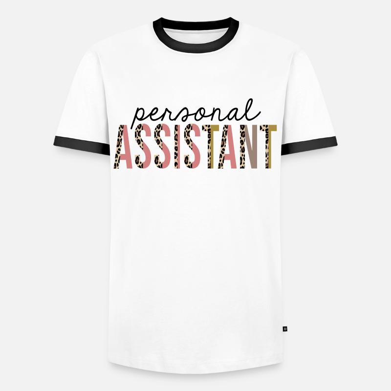 Personal Assistant Leopard Print Funny - Men's Ringer Shirt - white/black