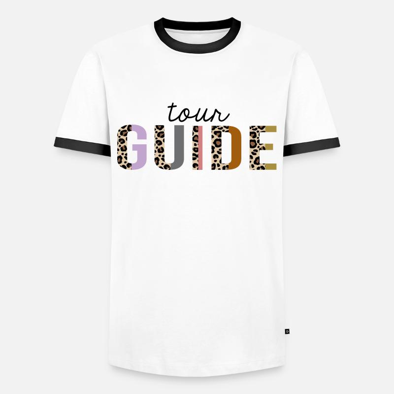 Tour Guide Leopard Print Funny - Men's Ringer Shirt - white/black