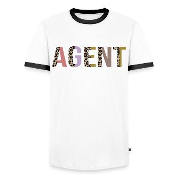 Agent - T-shirt contrasté Homme - blanc/noir - Devant - AI Model Female 172 light (172cm) & AI Model Male 178 dark (178cm)
