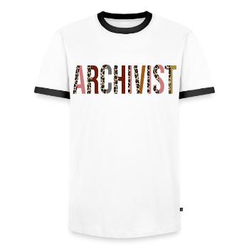 Archivist - Men's Ringer Shirt - white/black - Front - AI Model Female 172 light (172cm) & AI Model Male 178 dark (178cm)