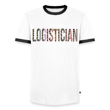 Logistician - Men's Ringer Shirt - white/black - Front - AI Model Female 172 light (172cm) & AI Model Male 178 dark (178cm)