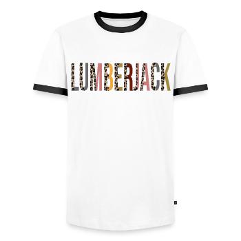 Holzfäller - Männer Kontrast-T-Shirt - Weiß/Schwarz - Vorne - AI Model Female 172 light (172cm) & AI Model Male 178 dark (178cm)