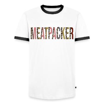 Conditionneur de viande - T-shirt contrasté Homme - blanc/noir - Devant - AI Model Female 172 light (172cm) & AI Model Male 178 dark (178cm)