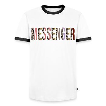 Messager - T-shirt contrasté Homme - blanc/noir - Devant - AI Model Female 172 light (172cm) & AI Model Male 178 dark (178cm)