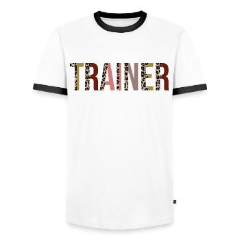 Trainer - Men's Ringer Shirt - white/black - Front - AI Model Female 172 light (172cm) & AI Model Male 178 dark (178cm)