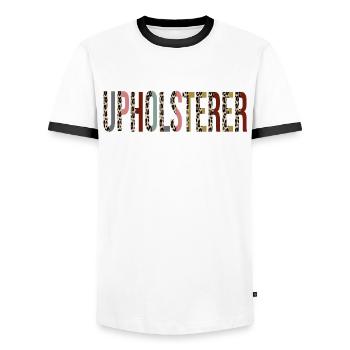 Upholsterer - Men's Ringer Shirt - white/black - Front - AI Model Female 172 light (172cm) & AI Model Male 178 dark (178cm)