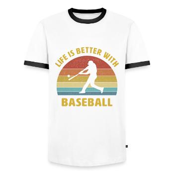 Life is better with baseball saying gift - Men's Ringer Shirt - white/black - Front - AI Model Female 172 light (172cm) & AI Model Male 178 dark (178cm)