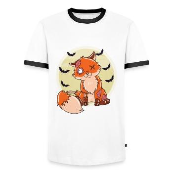 Halloween Zombie Animals Halloween Fox - Men's Ringer Shirt - white/black - Front - AI Model Female 172 light (172cm) & AI Model Male 178 dark (178cm)