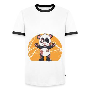 Halloween Zombie Animals Halloween Panda - Men's Ringer Shirt - white/black - Front - AI Model Female 172 light (172cm) & AI Model Male 178 dark (178cm)