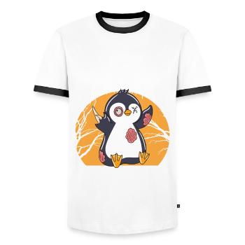 Halloween Zombie Animals Halloween Penguin - Men's Ringer Shirt - white/black - Front - AI Model Female 172 light (172cm) & AI Model Male 178 dark (178cm)