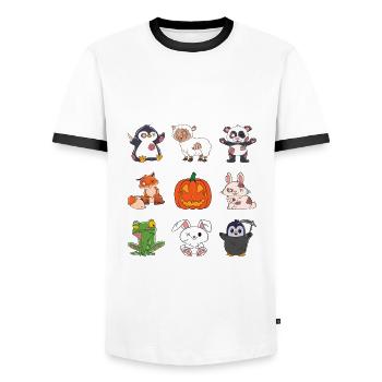 Halloween Zombie Animals Halloween Animals - Men's Ringer Shirt - white/black - Front - AI Model Female 172 light (172cm) & AI Model Male 178 dark (178cm)