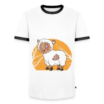 Halloween Zombie Animaux Halloween Moutons - T-shirt contrasté Homme - blanc/noir - Devant - AI Model Female 172 light (172cm) & AI Model Male 178 dark (178cm)