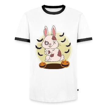 Halloween Zombie Animals Halloween Rabbit - Men's Ringer Shirt - white/black - Front - AI Model Female 172 light (172cm) & AI Model Male 178 dark (178cm)