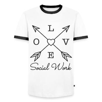 Social Work Love Social Worker Quotes - Men's Ringer Shirt - white/black - Front - AI Model Female 172 light (172cm) & AI Model Male 178 dark (178cm)