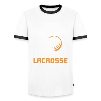 Life is better with lacrosse saying gift - Men's Ringer Shirt - white/black - Front - AI Model Female 172 light (172cm) & AI Model Male 178 dark (178cm)