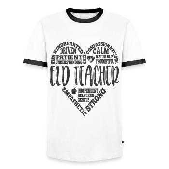 Citations de formateurs d’enseignants Eld - T-shirt contrasté Homme - blanc/noir - Devant - AI Model Female 172 light (172cm) & AI Model Male 178 dark (178cm)
