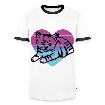 Retro Cat Graphic Cat for Cat Owners - Men's Ringer Shirt - white/black - Front - AI Model Female 172 light (172cm) & AI Model Male 178 dark (178cm)