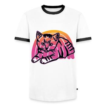 Retro Cat Graphic Cat for Cat Owners - Men's Ringer Shirt - white/black - Front - AI Model Female 172 light (172cm) & AI Model Male 178 dark (178cm)
