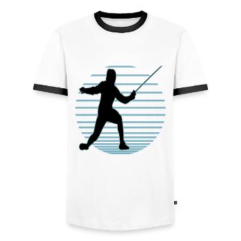 Fencing Fencing Sport Fencing - Men's Ringer Shirt - white/black - Front - AI Model Female 172 light (172cm) & AI Model Male 178 dark (178cm)