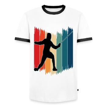 Fencing Fencing Sport Fencing - Men's Ringer Shirt - white/black - Front - AI Model Female 172 light (172cm) & AI Model Male 178 dark (178cm)