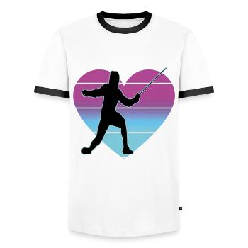 Fencing Fencing Sport Fencing - Men's Ringer Shirt - white/black - Front - AI Model Female 172 light (172cm) & AI Model Male 178 dark (178cm)