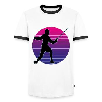 Fencing Fencing Sport Fencing - Men's Ringer Shirt - white/black - Front - AI Model Female 172 light (172cm) & AI Model Male 178 dark (178cm)